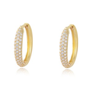 925 Sterling Silver Multi-Row Micro Pave CZ Hoop Earrings 60200326