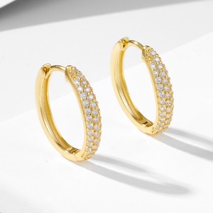 925 Sterling Silver Multi-Row Micro Pave CZ Hoop Earrings 60200326