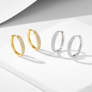 925 Sterling Silver Multi-Row Micro Pave CZ Hoop Earrings 60200326