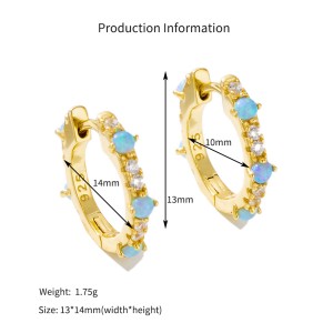 925 Sterling Silver Blue Opal CZ Hoop Earrings 60200327