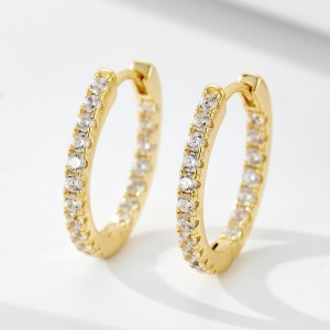 925 Sterling Silver Single Row CZ Hoop Earrings 60200328 925 Sterling Silver Single Row CZ Hoop Earrings 60200328