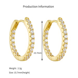 925 Sterling Silver Single Row CZ Hoop Earrings 60200328 925 Sterling Silver Single Row CZ Hoop Earrings 60200328