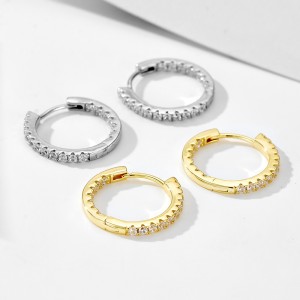 925 Sterling Silver Single Row CZ Hoop Earrings 60200328 925 Sterling Silver Single Row CZ Hoop Earrings 60200328