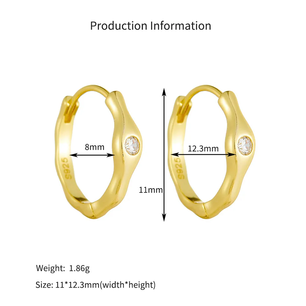 925 Sterling Silver Irregular Melted CZ Hoop Earrings 60200330 - image4