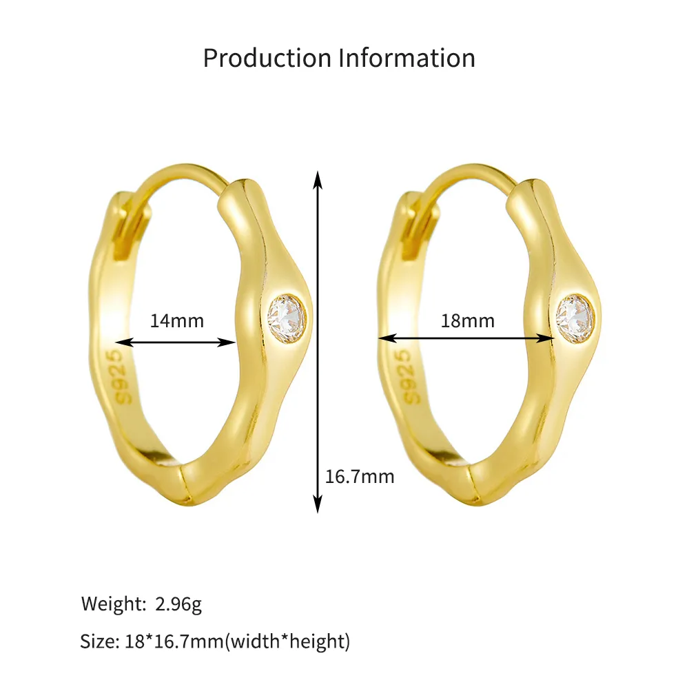 925 Sterling Silver Irregular Melted CZ Hoop Earrings 60200330 - image2