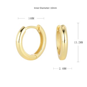 925 Sterling Silver Plain Polished Huggie Hoop Series 60200331