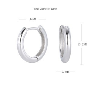 925 Sterling Silver Plain Polished Huggie Hoop Series 60200331