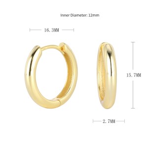 925 Sterling Silver Plain Polished Huggie Hoop Series 60200331