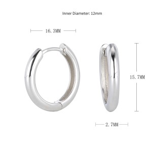 925 Sterling Silver Plain Polished Huggie Hoop Series 60200331