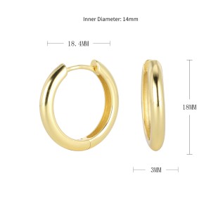 925 Sterling Silver Plain Polished Huggie Hoop Series 60200331