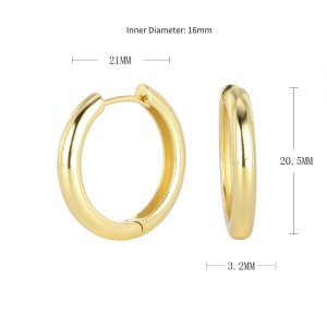 925 Sterling Silver Plain Polished Huggie Hoop Series 60200331