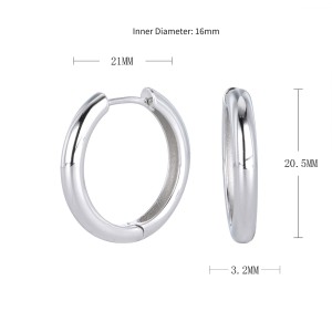 925 Sterling Silver Plain Polished Huggie Hoop Series 60200331