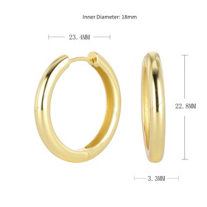 925 Sterling Silver Plain Polished Huggie Hoop Series 60200331