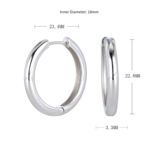 925 Sterling Silver Plain Polished Huggie Hoop Series 60200331