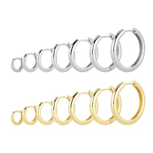 925 Sterling Silver Plain Polished Huggie Hoop Series 60200331
