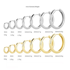925 Sterling Silver Plain Polished Huggie Hoop Series 60200331