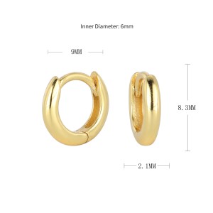 925 Sterling Silver Plain Polished Huggie Hoop Series 60200331