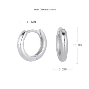 925 Sterling Silver Plain Polished Huggie Hoop Series 60200331