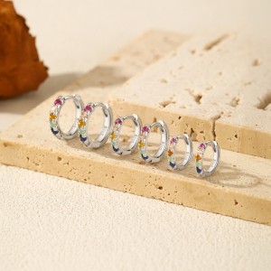 925 Sterling Silver Rainbow CZ Huggie Hoop Earrings 60200332 925 Sterling Silver Rainbow CZ Huggie Hoop Earrings 60200332