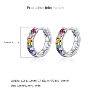 925 Sterling Silver Rainbow CZ Huggie Hoop Earrings 60200332 925 Sterling Silver Rainbow CZ Huggie Hoop Earrings 60200332