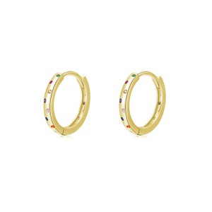 925 Sterling Silver Multi-Color Zircon Huggie Hoop Earrings 60200333 925 Sterling Silver Multi-Color Zircon Huggie Hoop Earrings 60200333