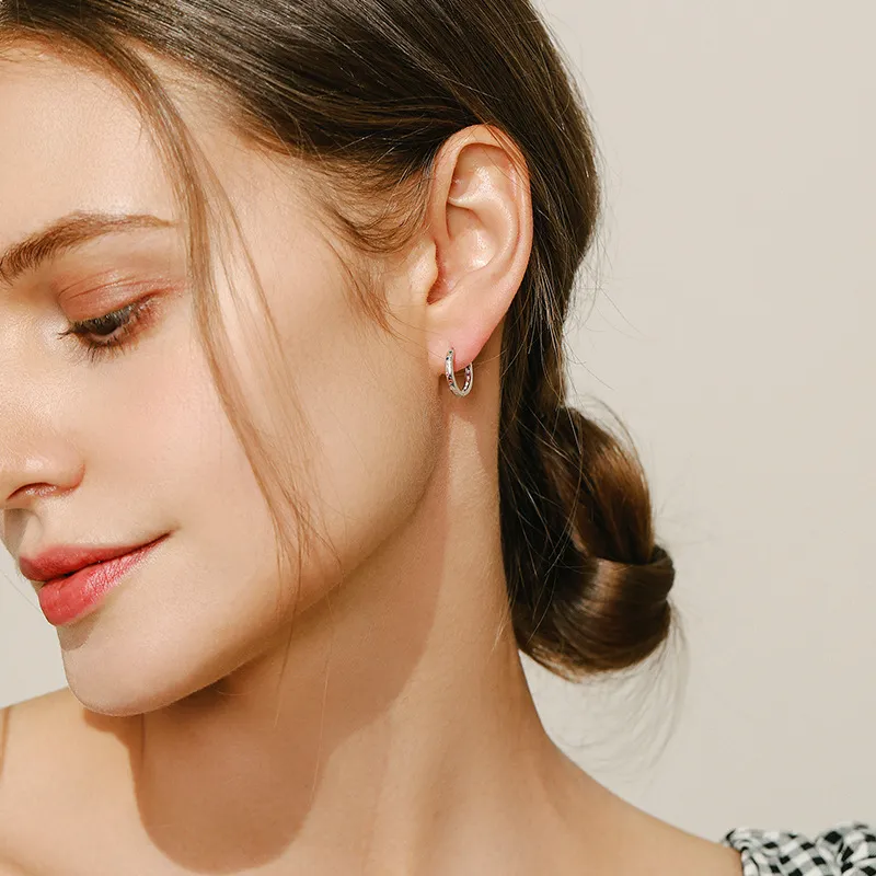 925 Sterling Silver Multi-Color Zircon Huggie Hoop Earrings 60200333 - image1