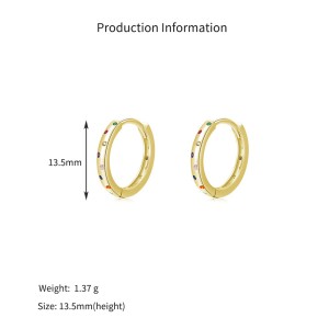 925 Sterling Silver Multi-Color Zircon Huggie Hoop Earrings 60200333 925 Sterling Silver Multi-Color Zircon Huggie Hoop Earrings 60200333