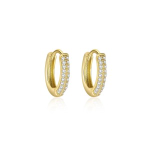 925 Sterling Silver Dual Row CZ Pave Huggie Earring 60200334