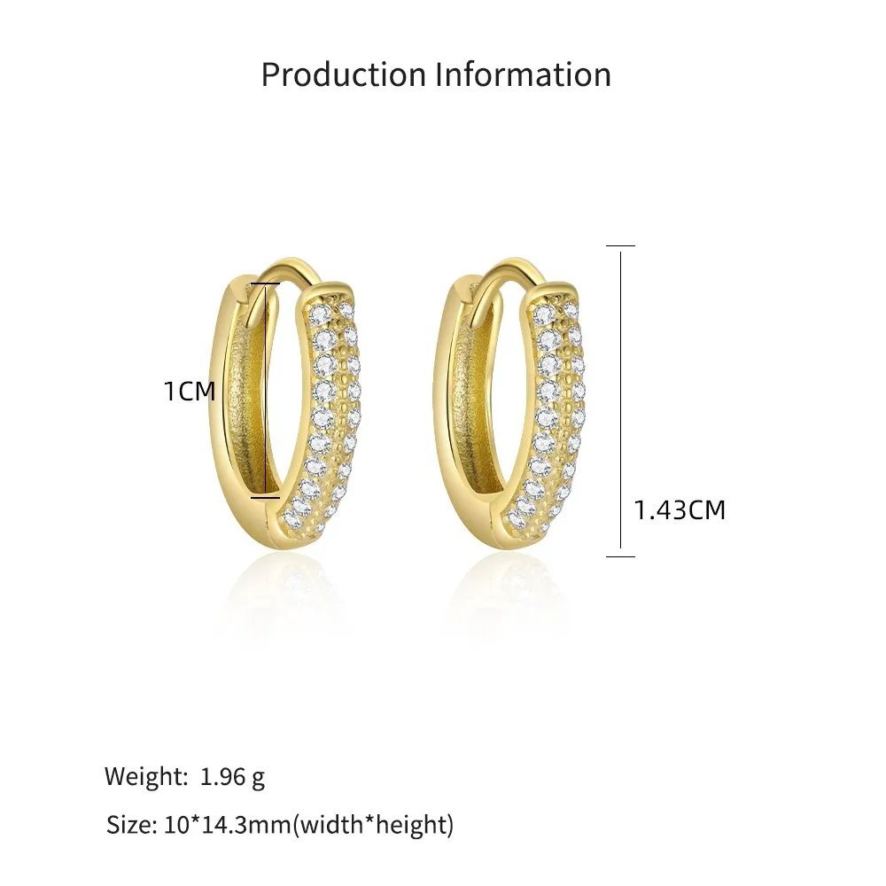 925 Sterling Silver Dual Row CZ Pave Huggie Earring 60200334 - image2