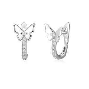 925 Sterling Silver Butterfly CZ Huggie Hoop Earring 60200337 925 Sterling Silver Butterfly CZ Huggie Hoop Earring 60200337