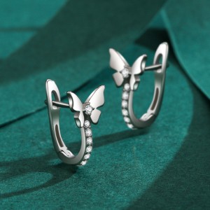 925 Sterling Silver Butterfly CZ Huggie Hoop Earring 60200337 925 Sterling Silver Butterfly CZ Huggie Hoop Earring 60200337