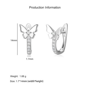 925 Sterling Silver Butterfly CZ Huggie Hoop Earring 60200337 925 Sterling Silver Butterfly CZ Huggie Hoop Earring 60200337