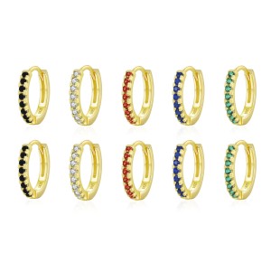 925 Sterling Silver Colorful CZ Mini Huggie Hoop Earring 60200338 925 Sterling Silver Colorful CZ Mini Huggie Hoop Earring 60200338