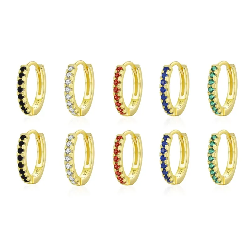 925 Sterling Silver Colorful CZ Mini Huggie Hoop Earring 60200338 925 Sterling Silver Colorful CZ Mini Huggie Hoop Earring 60200338