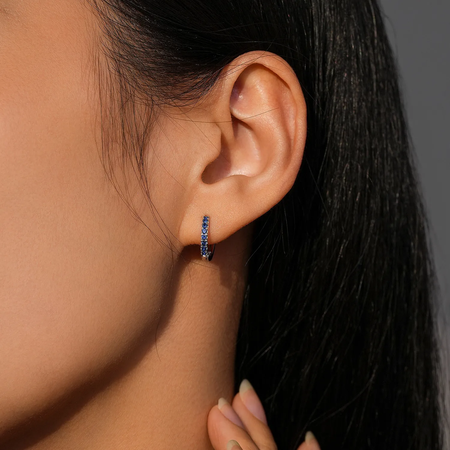 925 Sterling Silver Colorful CZ Mini Huggie Hoop Earring 60200338 - image1