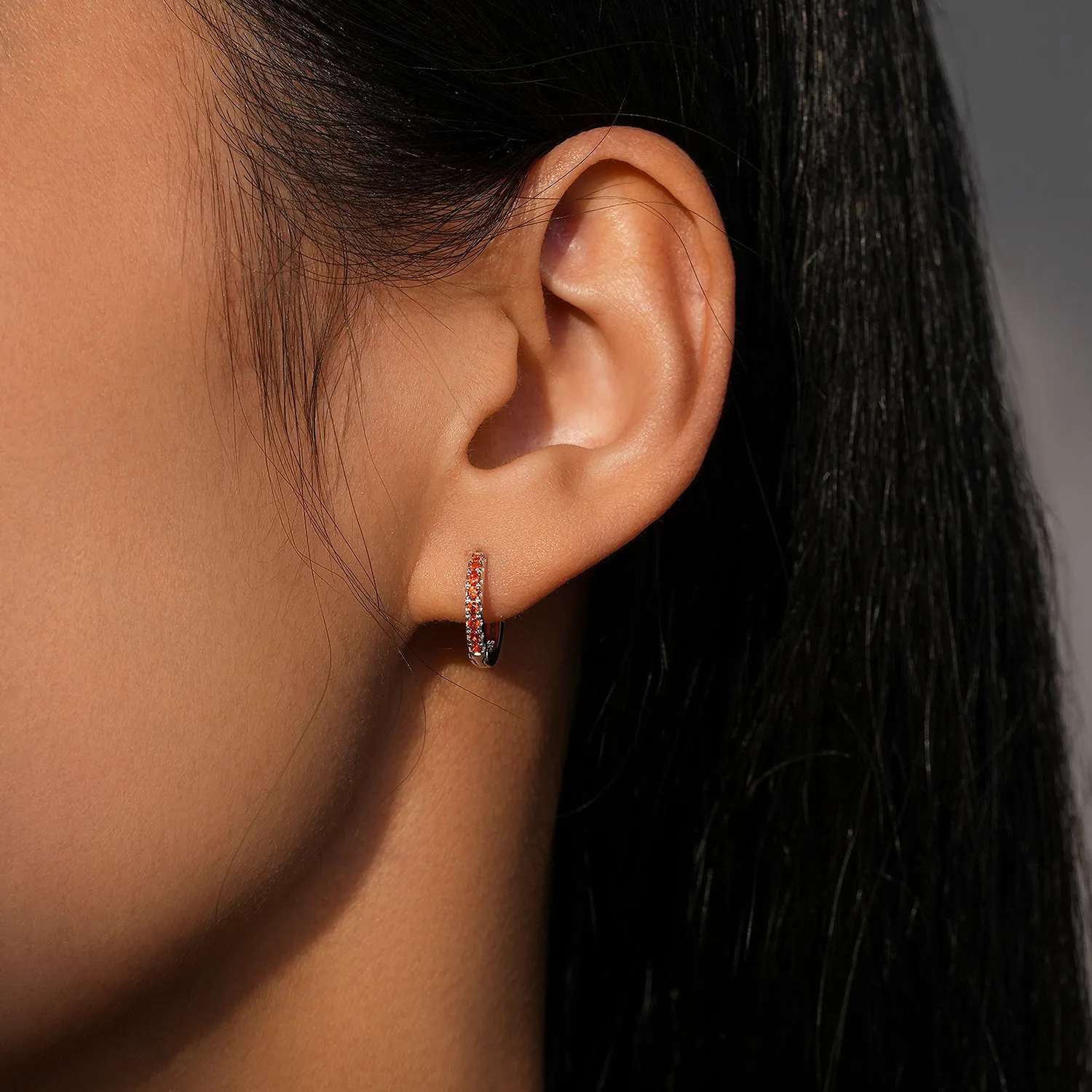 925 Sterling Silver Colorful CZ Mini Huggie Hoop Earring 60200338 - image3