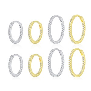 925 Sterling Silver Micro-Pave CZ Hoop Earring 60200340 925 Sterling Silver Micro-Pave CZ Hoop Earring 60200340