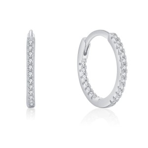 925 Sterling Silver Micro-Pave CZ Hoop Earring 60200340 925 Sterling Silver Micro-Pave CZ Hoop Earring 60200340