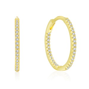 925 Sterling Silver Micro-Pave CZ Hoop Earring 60200340 925 Sterling Silver Micro-Pave CZ Hoop Earring 60200340