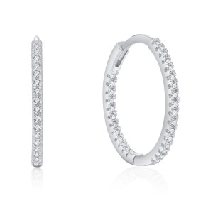 925 Sterling Silver Micro-Pave CZ Hoop Earring 60200340 925 Sterling Silver Micro-Pave CZ Hoop Earring 60200340