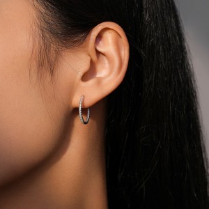 925 Sterling Silver Micro-Pave CZ Hoop Earring 60200340 925 Sterling Silver Micro-Pave CZ Hoop Earring 60200340