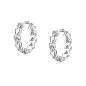 925 Sterling Silver Heart CZ Hoop Earring 60200341 925 Sterling Silver Heart CZ Hoop Earring 60200341