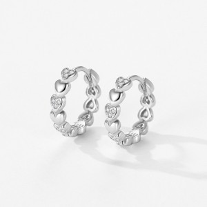 925 Sterling Silver Heart CZ Hoop Earring 60200341 925 Sterling Silver Heart CZ Hoop Earring 60200341