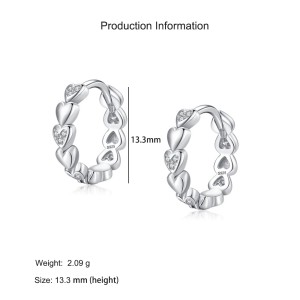925 Sterling Silver Heart CZ Hoop Earring 60200341 925 Sterling Silver Heart CZ Hoop Earring 60200341