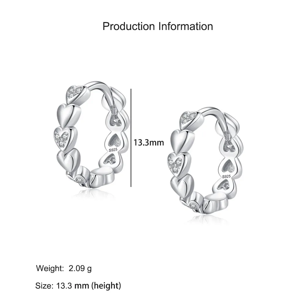 925 Sterling Silver Heart CZ Hoop Earring 60200341 - image2