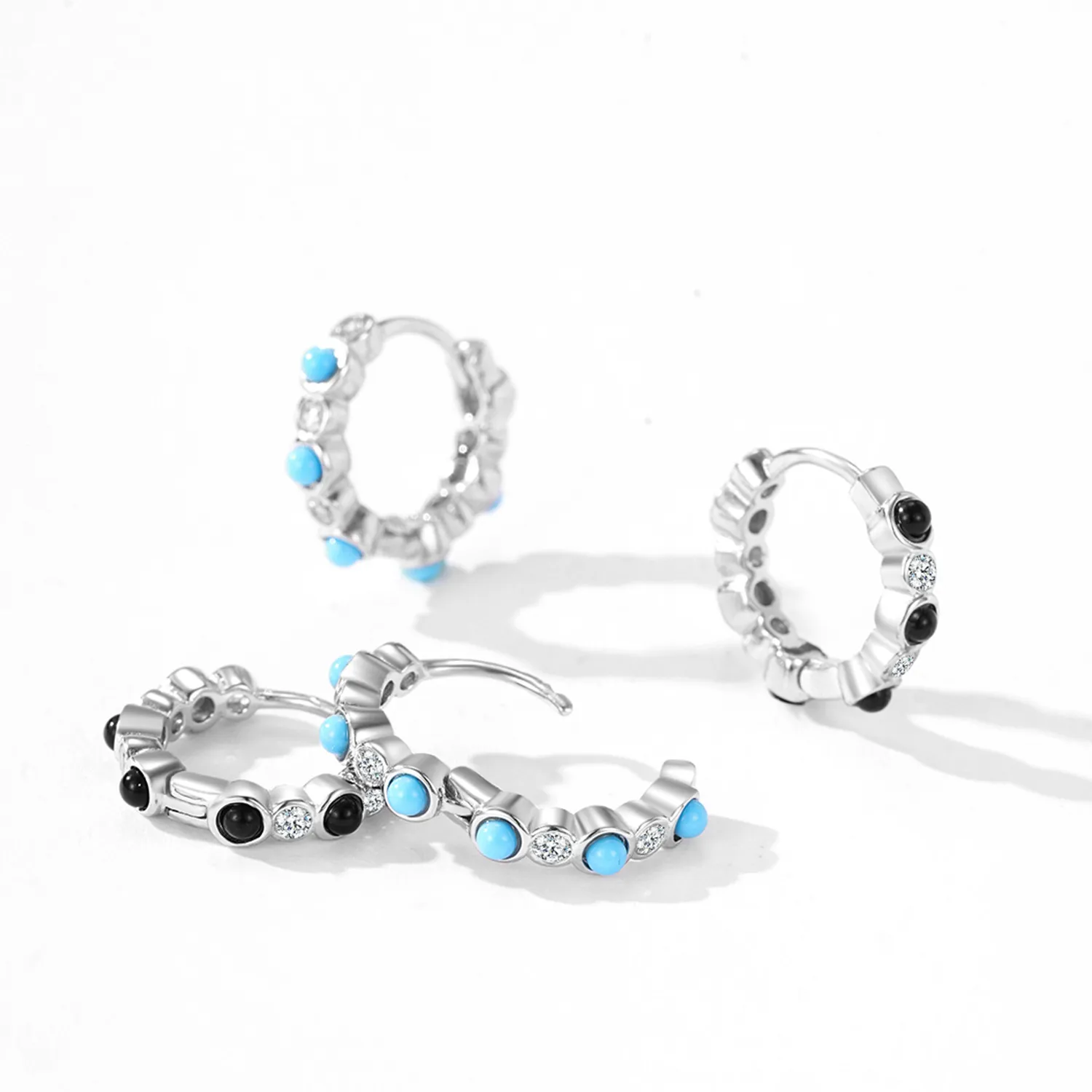 925 Sterling Silver Beaded Micro Pave Zircon Hoop Earring 60200344 - image4