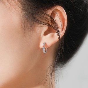 925 Sterling Silver Rainbow Zircon Hoop Earring 60200345