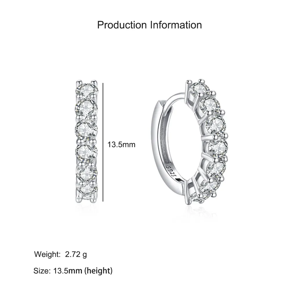 925 Sterling Silver Full Zircon Hoop Earring 60200347 - image2