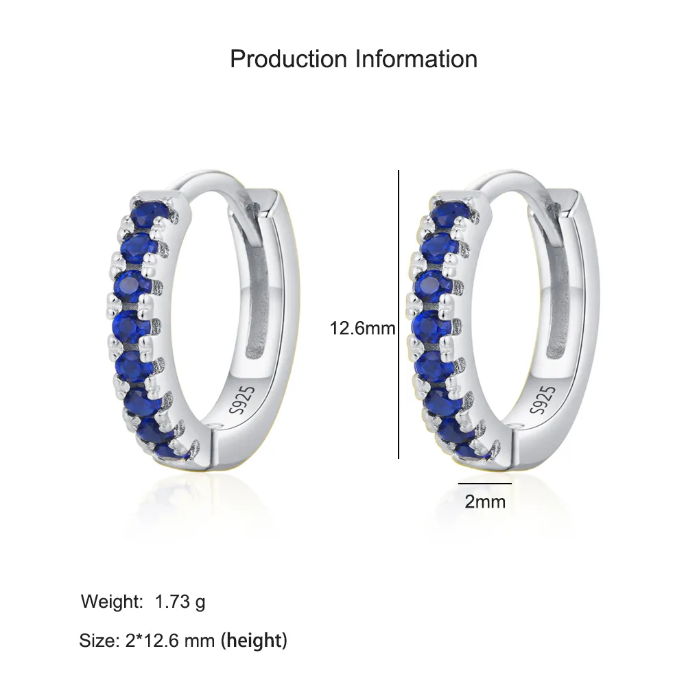 925 Sterling Silver Colorful Zircon Mini Hoop Earring 60200349 - image2