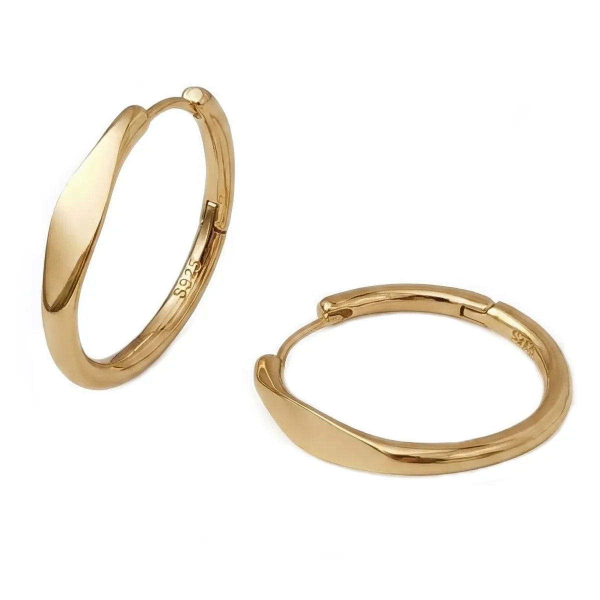 925 Sterling Silver Sculptural Rhombus Huggies Earrings 60200357